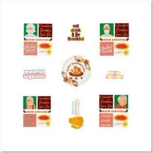 Collection of Couples Grandma Pumpkin Spice Pie Now Serving Thanksgiving Day Posters and Art